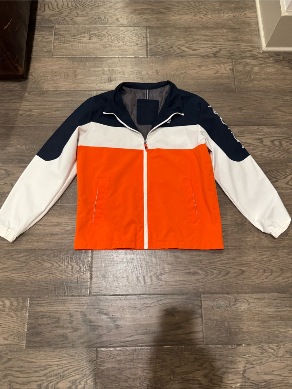 Colorblock Windbreaker Jacket in Orange, White & Navy